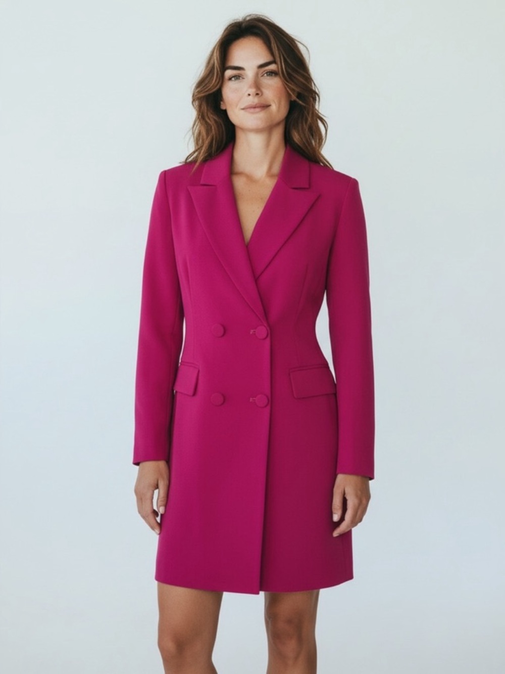 7 For All Mankind Pink Fuschia Long Blazer Coat Dress Size Small
